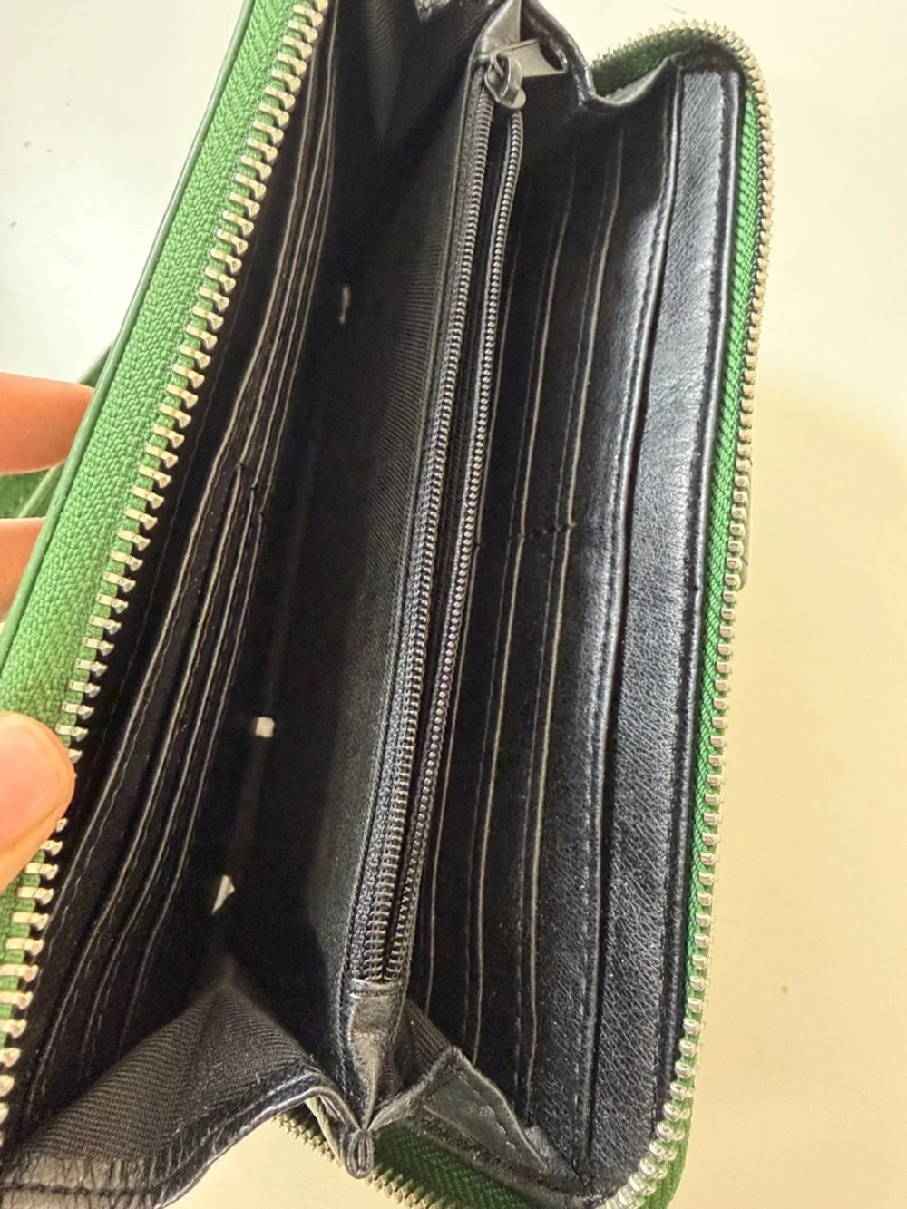 Tahari Dark Green Leather‎ Zip-Around Wristlet
